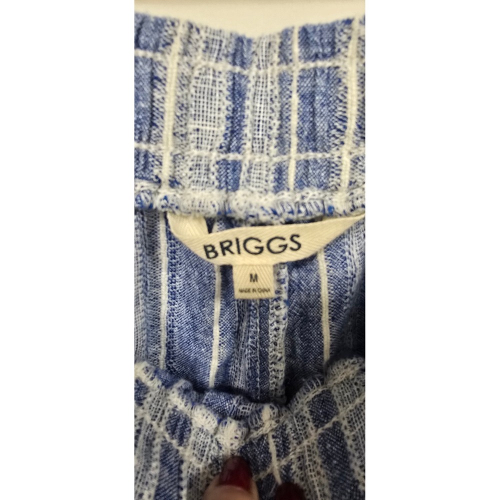 Briggs women M wide leg‎ pants linen blend stripped palazzo pants blue resort - Picture 6 of 8